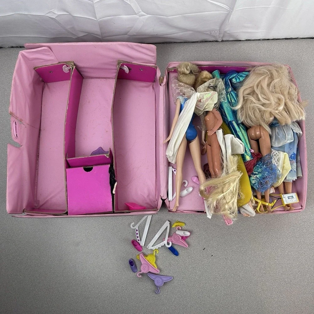 Vintage Barbie Doll‎ Fashion Dolls & Clothes Carry Case Box 80s 1988 Pink Mattel